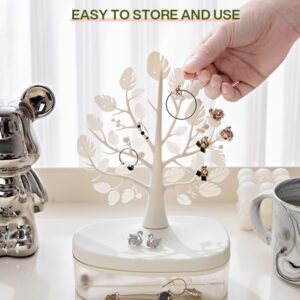 1pc Creative Tree Jewelry Storage Box - Desktop Cosmetics Display Box, Dustproof Plastic Storage Container For Jewelry, Small Items And Cosmetics, Multi-functional Storage Organizer, Desktop Decor