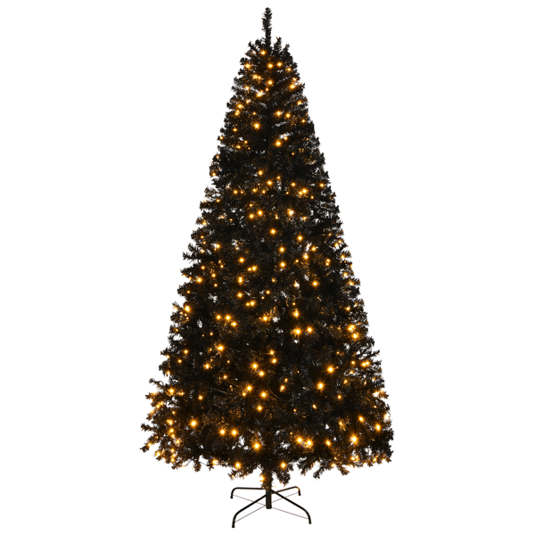 6FT Pre-Lit Artificial Christmas Tree | 900 Tips & 250 Lights (Black)