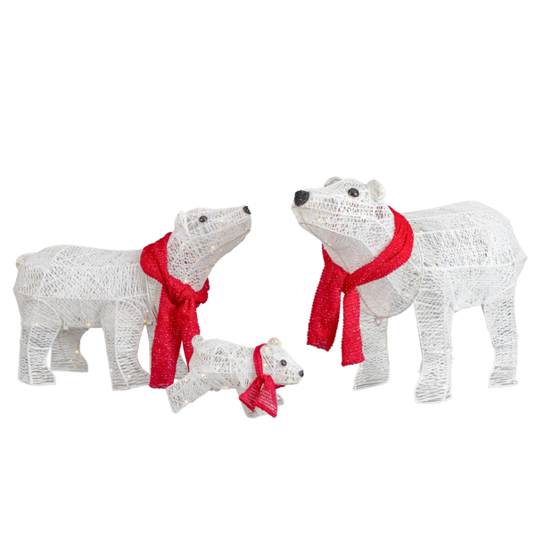 Set of 3 Lighted Polar Bear Family | 190 LED Christmas Decor