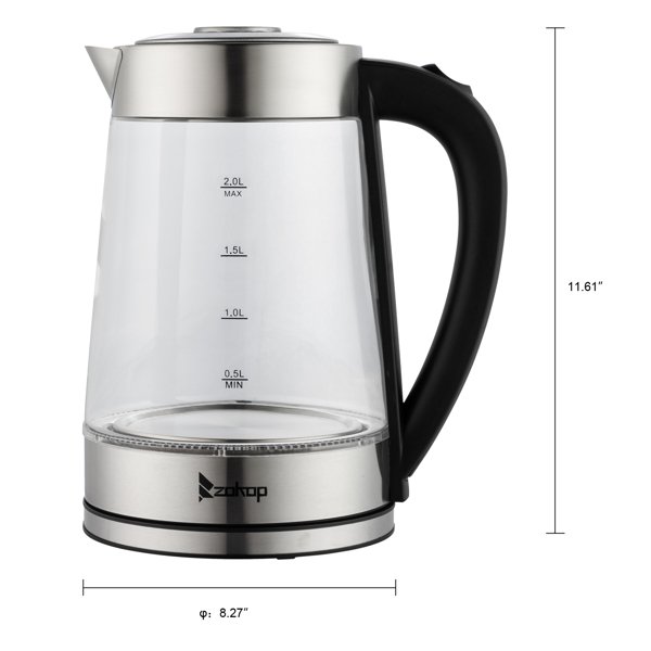 HD-250 220V 2000W 2L Blue Glass Electric Kettle