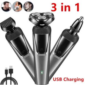 Men’s 3-in-1 Electric Shaver | Rotary Razor USB Rechargeable