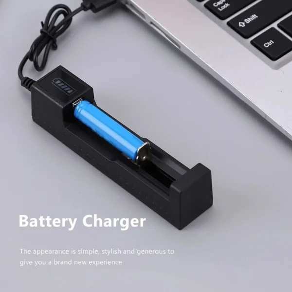 18650 Rechargeable Battery Charger Set – USB Smart Charger with 2× 3000mAh 3.7V Li-ion Batteries Keep your devices powered with this 18650 rechargeable battery charger set, including a USB smart charger and two high-capacity 3000mAh Li-ion batteries. Designed for convenience and safety, this compact charger allows you to charge batteries anywhere using a USB power source. Key Features Smart Battery Charger – Intelligent charging system automatically detects battery status and stops charging when the battery is fully charged to prevent overcharging. USB Powered Charging – Simply connect the charger to any USB port such as a wall adapter, power bank, laptop, or computer for convenient charging anywhere. Compact & Portable Design – Lightweight and pocket-sized single-slot charger makes it easy to carry while travelling or for everyday use. Advanced Safety Protection – Built-in protection features including over-voltage protection, over-current protection, short-circuit protection, reverse polarity protection, and heat dissipation design for safe operation. High Capacity Batteries Included – Comes with two 18650 3.7V 3000mAh rechargeable Li-ion batteries, ideal for powering compatible electronic devices. Specifications Charger Colour: Blue Power Supply: USB Charger Input Power: 100–240V ~ 50–60Hz Output Voltage: 4.2V – 1000mA Size: 65mm × 65mm × 18mm Battery Battery Type: 18650 Rechargeable Li-ion Battery Voltage: 3.7V Capacity: 3000mAh Power: 11.1W Environmentally Friendly – No memory effect Compatibility Suitable for devices using 18650 batteries, such as: Emergency lighting Portable electronic devices Power tools Other compatible battery-powered appliances Not suitable for vape devices. Note: This is not an AA or AAA battery. Safety Warning Do not dispose of batteries in fire or expose to excessive heat. Do not puncture, damage, or disassemble batteries. Do not mix new batteries with used batteries. Package Contents 1 × Single Slot USB Battery Charger 2 × 18650 Rechargeable Batteries (3000mAh) Ideal for reliable, convenient charging of 18650 Li-ion batteries at home or on the go.