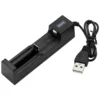 18650 Rechargeable Battery Charger Set – USB Smart Charger with 2× 3000mAh 3.7V Li-ion Batteries Keep your devices powered with this 18650 rechargeable battery charger set, including a USB smart charger and two high-capacity 3000mAh Li-ion batteries. Designed for convenience and safety, this compact charger allows you to charge batteries anywhere using a USB power source. Key Features Smart Battery Charger – Intelligent charging system automatically detects battery status and stops charging when the battery is fully charged to prevent overcharging. USB Powered Charging – Simply connect the charger to any USB port such as a wall adapter, power bank, laptop, or computer for convenient charging anywhere. Compact & Portable Design – Lightweight and pocket-sized single-slot charger makes it easy to carry while travelling or for everyday use. Advanced Safety Protection – Built-in protection features including over-voltage protection, over-current protection, short-circuit protection, reverse polarity protection, and heat dissipation design for safe operation. High Capacity Batteries Included – Comes with two 18650 3.7V 3000mAh rechargeable Li-ion batteries, ideal for powering compatible electronic devices. Specifications Charger Colour: Blue Power Supply: USB Charger Input Power: 100–240V ~ 50–60Hz Output Voltage: 4.2V – 1000mA Size: 65mm × 65mm × 18mm Battery Battery Type: 18650 Rechargeable Li-ion Battery Voltage: 3.7V Capacity: 3000mAh Power: 11.1W Environmentally Friendly – No memory effect Compatibility Suitable for devices using 18650 batteries, such as: Emergency lighting Portable electronic devices Power tools Other compatible battery-powered appliances Not suitable for vape devices. Note: This is not an AA or AAA battery. Safety Warning Do not dispose of batteries in fire or expose to excessive heat. Do not puncture, damage, or disassemble batteries. Do not mix new batteries with used batteries. Package Contents 1 × Single Slot USB Battery Charger 2 × 18650 Rechargeable Batteries (3000mAh) Ideal for reliable, convenient charging of 18650 Li-ion batteries at home or on the go.