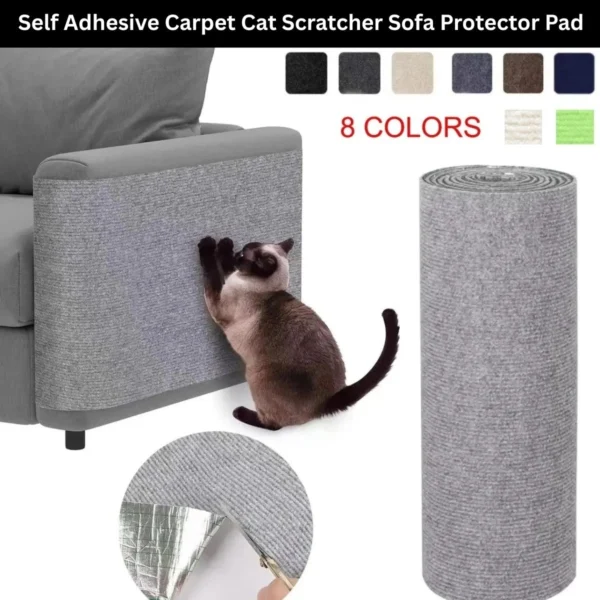 Cat Scratcher Sofa Protector | Self-Adhesive Trimmable Mat Guard